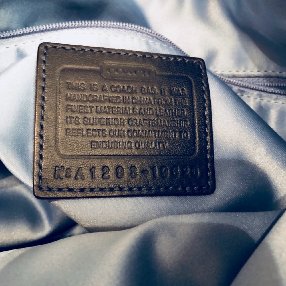 RARE Coach Poppy Signature C Crosshatch Canvas Glam Tote Denim blue and white - Picture 5 of 7